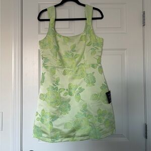 Lulu's Light Green Floral Mini Dress